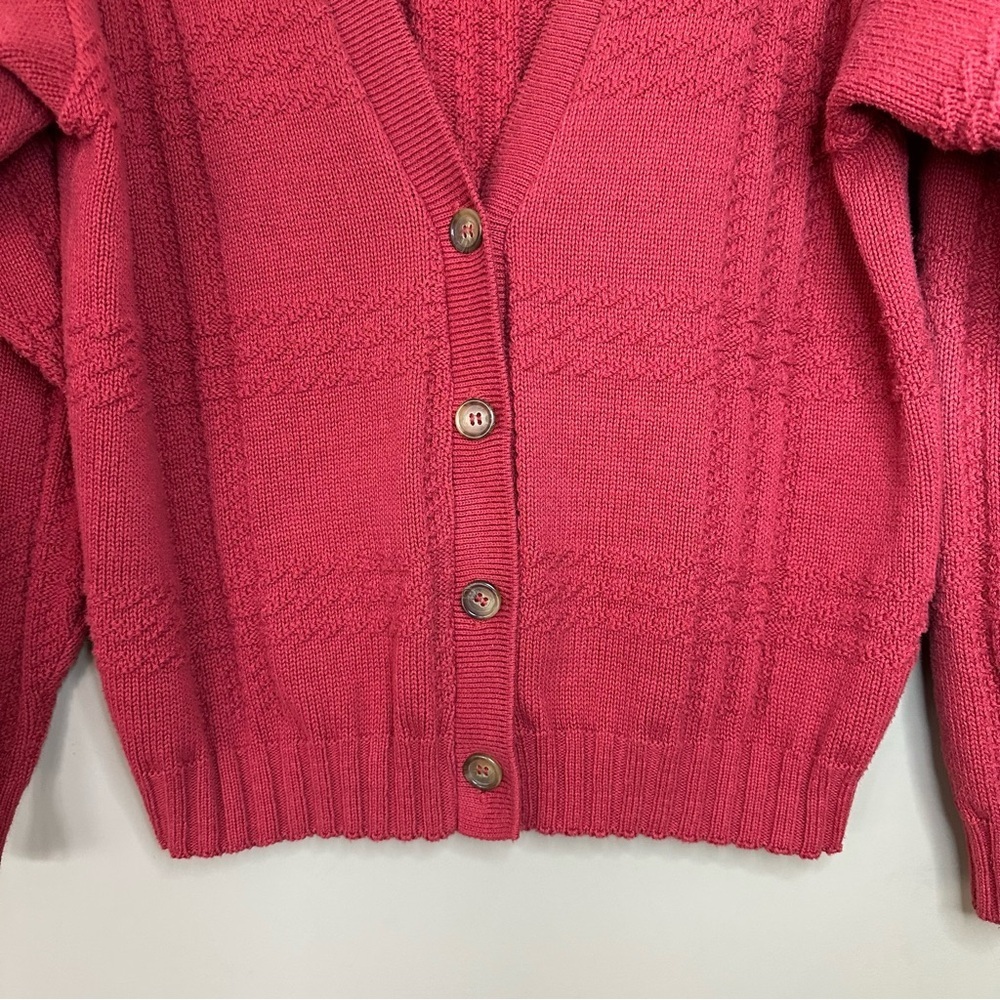 Vintage Y2K Jantzen Men's Large Gandpa Cable Knit Cardigan Sweater USA Academia - Picture 2 of 7